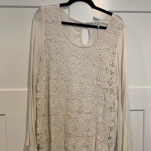 Cream top with lace overlay